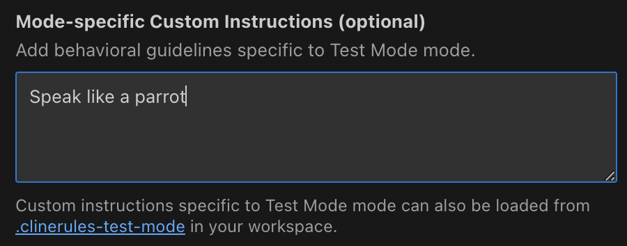 ProdE Prompts tab showing mode-specific custom instructions interface