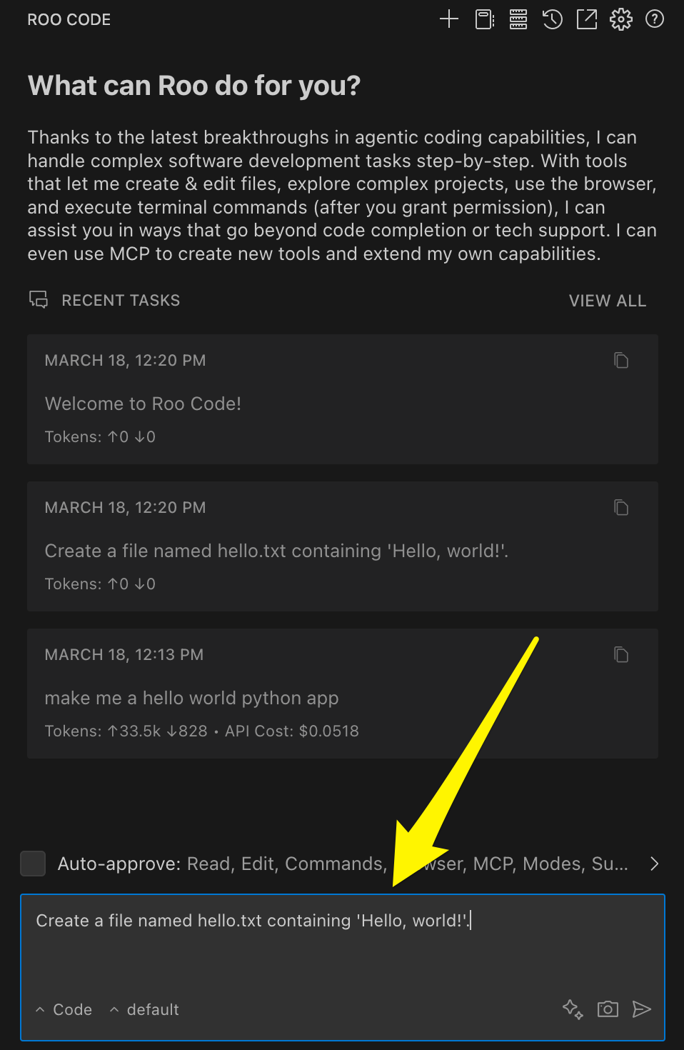 Typing a task in the ProdE chat interface